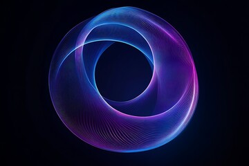 Abstract digital art featuring a glowing swirling oval shape with vibrant blue and purple hues