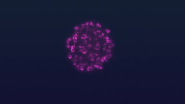 Abstract purple explosion in dark space with particles.