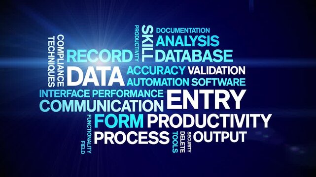 Data Entry animated word cloud-text design animation tag kinetic typography seamless loop.