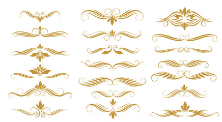 Elegant gold floral swirls seamless border vector illustration set luxury design © NAZMA