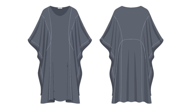 Modern architectural grey garment flat drawing presenting a relaxed silhouette with distinct seam lines front and back offering a versatile design