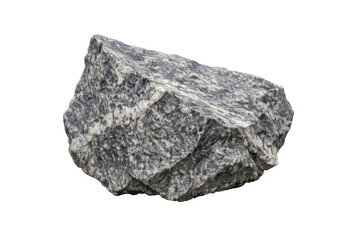 Obraz premium Gray rock boulder with rough texture and white veins, isolated geological element on transparent background