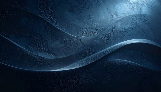 Abstract Glossy Waves on Dark Blue Texture