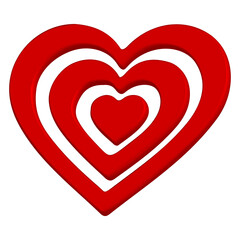 3D Red Double Heart Love Symbol transparent background