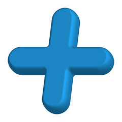 Obraz premium 3D Plus Add Button Icon Blue transparent background