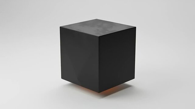 Black Geometric Shapes Rotating on White Background.