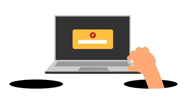 Hacker Stealing Password from Laptop Screen Concept of Cyber Crime and Data Breach