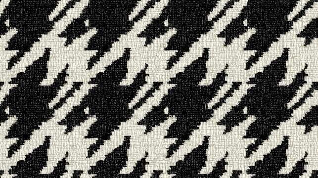 Houndstooth check pattern in black and white wool classic woven squares for fashion elements seamless background