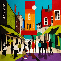 Bustling Street Life Scene
