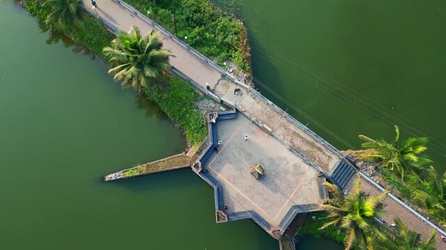 beautiful lake viewpoint of sawantwadi green water circle view ariel