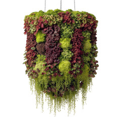 Vertical garden art piece with cascading greenery