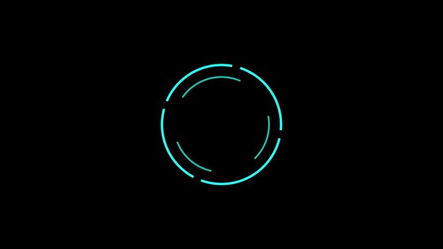 Mint colored futuristic HUD loading circle interface 4k 30fps motion graphic animation