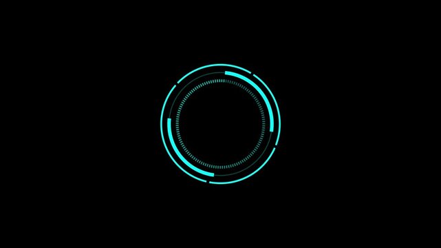 Mint colored futuristic HUD loading circle interface 4k 30fps motion graphic animation