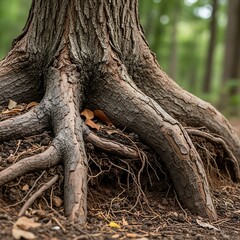 Fototapeta premium Exposed Tree Roots in Forest - A Natural Foundation.