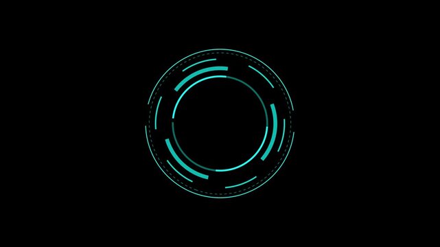 Mint colored futuristic HUD loading circle interface 4k 30fps motion graphic animation