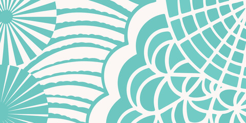 Fototapeta premium Abstract teal and white floral pattern with swirling organic shapes