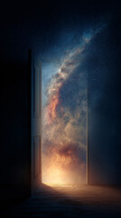 Glowing Human Figure in Space Cosmic Nebula Universe Spiritual Consciousness