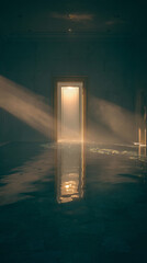 Golden Glowing Doorway Light Portal Mystical Spiritual Concept Enlightenment
