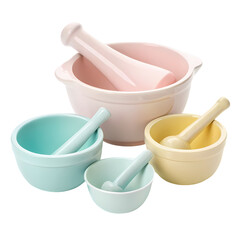 Set of Pastel Mortar and Pestle Sets