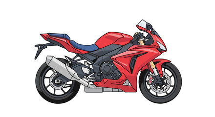 Obraz premium Red Motorcycle Illustration Side View