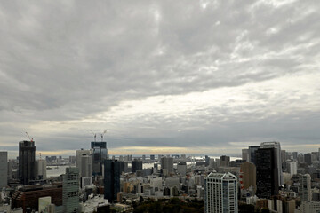 Obraz premium Panoramic view of Tokyo Scenery of the Minato Ward area adjacent to Tokyo Bay