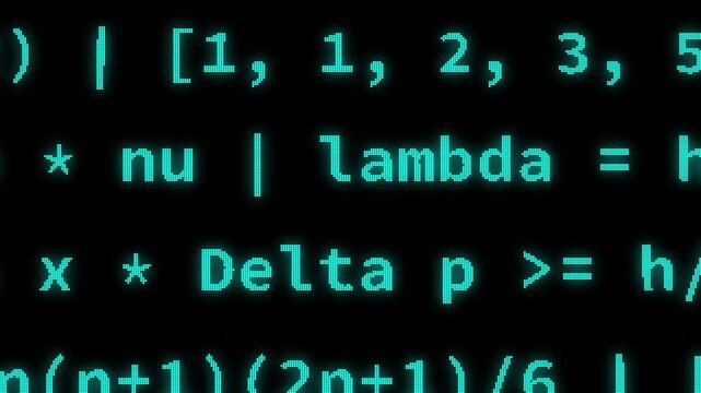 Mint colored futuristic math formula 4k 30fps motion graphic animation