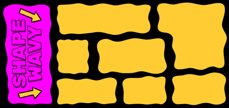 Stylish shape border made of organic rectangle forms, wavy doodle texture and square elements, modern abstract look with organic shape and wavy flow.