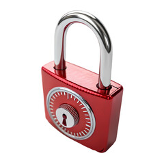 Shiny Red Combination Lock with Chrome Dial on White