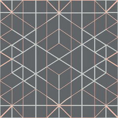 Geometric seamless vector pattern with grey and peach tones on grey background  