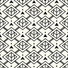 Geometric seamless vector pattern with black triangular pyramid shapes on beige background  
