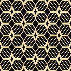 Elegant geometric seamless vector pattern in black and beige tones  