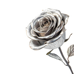 Elegant Silver Rose with Realistic Dew Drops