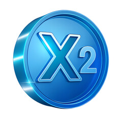 3D Blue X2 Symbol Isolated on White Background