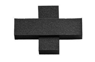 Obraz premium Dark gray, rectangular, cross-shaped pieces of material. Interlocking, possibly absorbent