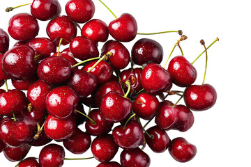 Fresh, ripe cherries clustered together