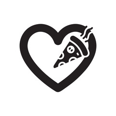 Fototapeta premium A Heart Shaped Icon Featuring a Stylized Pizza Slice and Steam Elements.