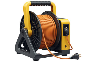 Portable Electric Cable Reel with Orange Cable.