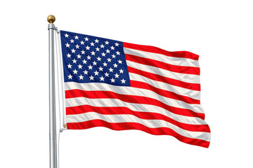 Obraz premium American flag waving on a flagpole, celebrating usa patriotism, freedom, and independence with transparent background
