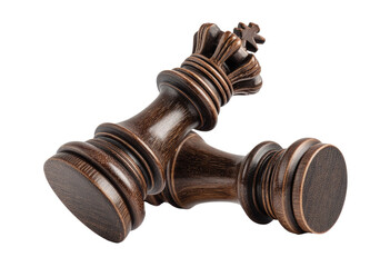 Two dark brown wooden chess kings,  angled and slightly overlapping,  isolated on black.  Ornate crowns atop.  High-quality, detailed render