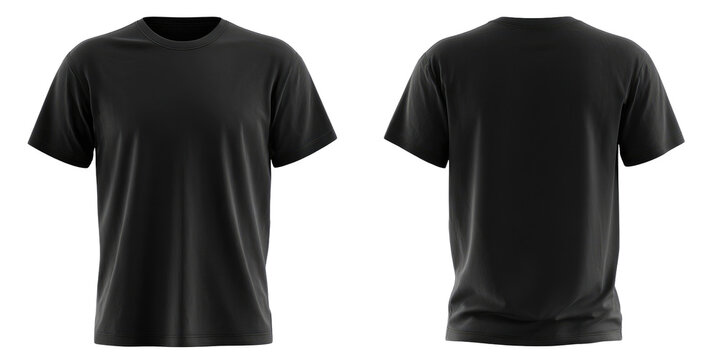 Front and back view of a plain black t-shirt (8)