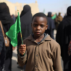 Child with Green Flag