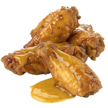 Honey mustard wings isolated on transparent background