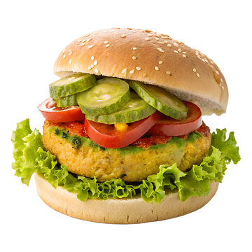 Veggie burger isolated on transparent background