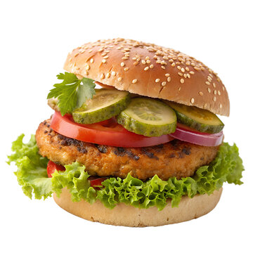 Veggie burger isolated on transparent background