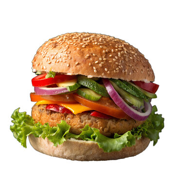 Veggie burger isolated on transparent background