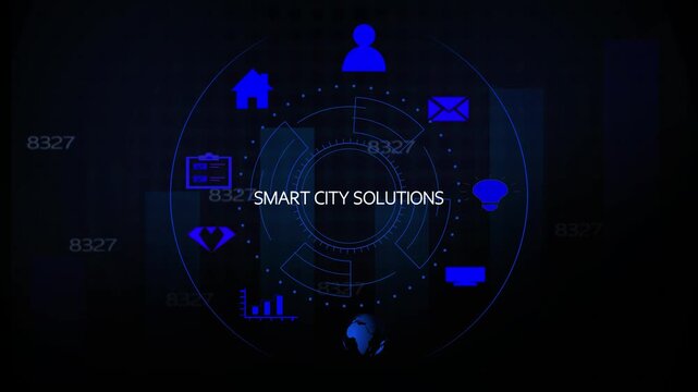 Data- Driven Decision Hexagon Icons with Neon Glow on Dark Background data-driven decision