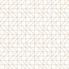 Thin golden brown outlines on light beige background, seamless geometric linear pattern. Perfect for wallpapers, textiles, packaging, wrapping paper, gold line texture