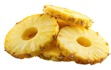 Stacked pineapple rings, bright yellow, fresh