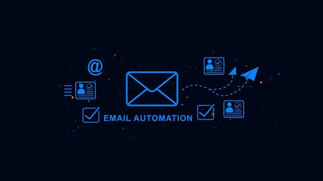 Email Automation Concept with and Symbols on Dark Background marketing automation email marketing business automation