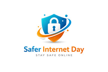 Safer Internet Day Logo: Shield & Padlock Graphic for Online Safety
